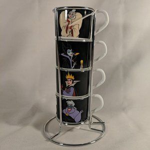 Disney Villains Stackable Coffee Mug Cups Tower Complete Set of 4 NEW Cruella